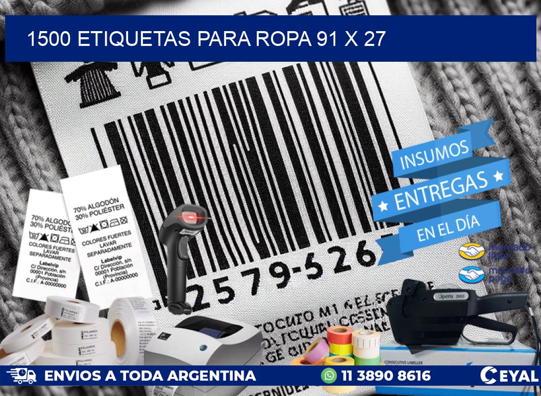 1500 ETIQUETAS PARA ROPA 91 x 27