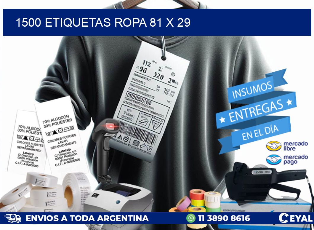 1500 ETIQUETAS ROPA 81 x 29