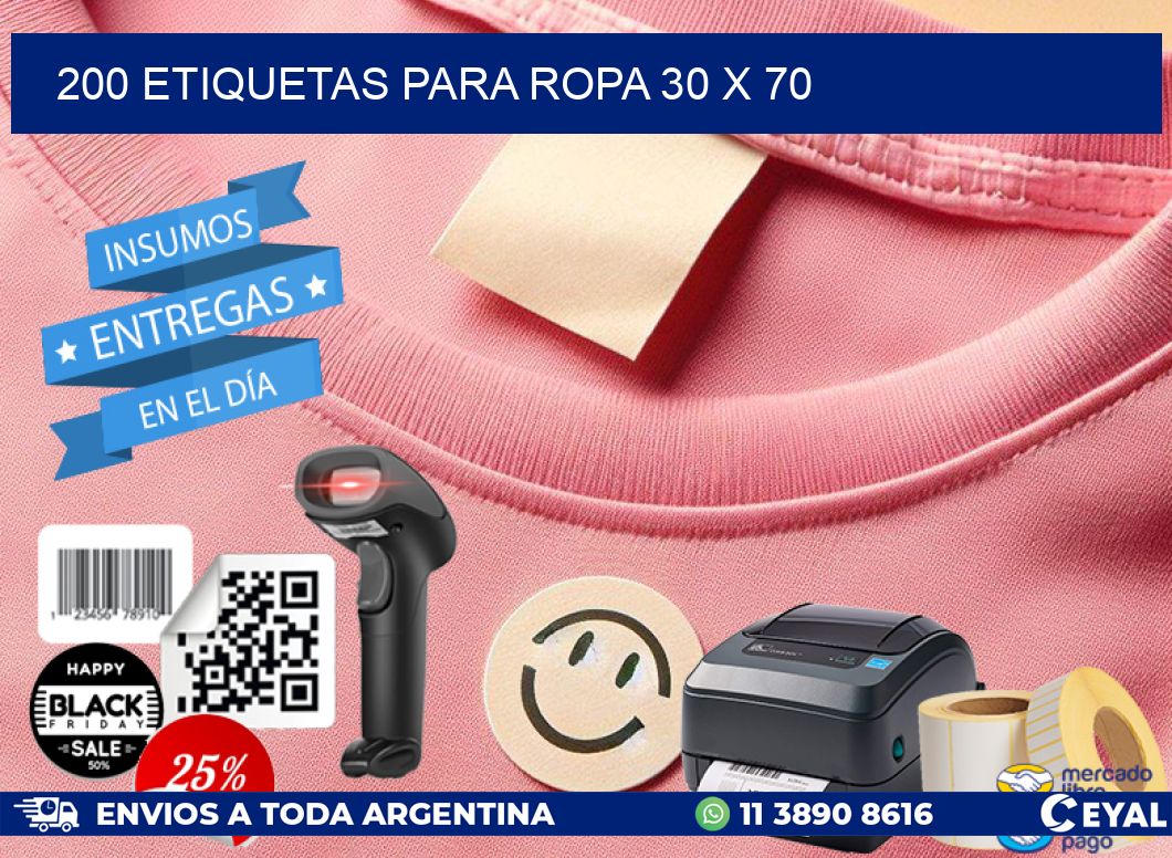 200 ETIQUETAS PARA ROPA 30 x 70