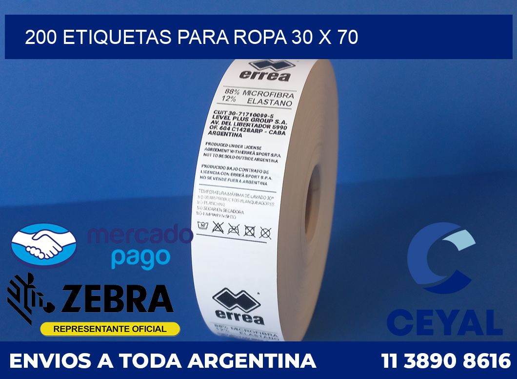 200 ETIQUETAS PARA ROPA 30 x 70