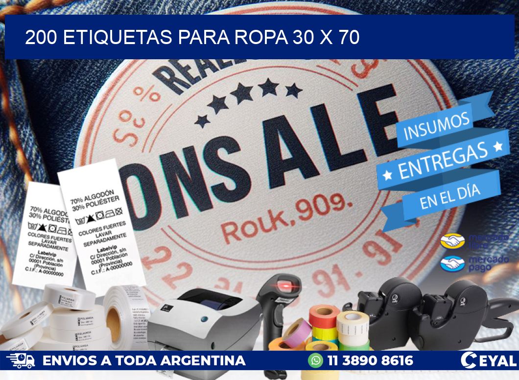 200 ETIQUETAS PARA ROPA 30 x 70