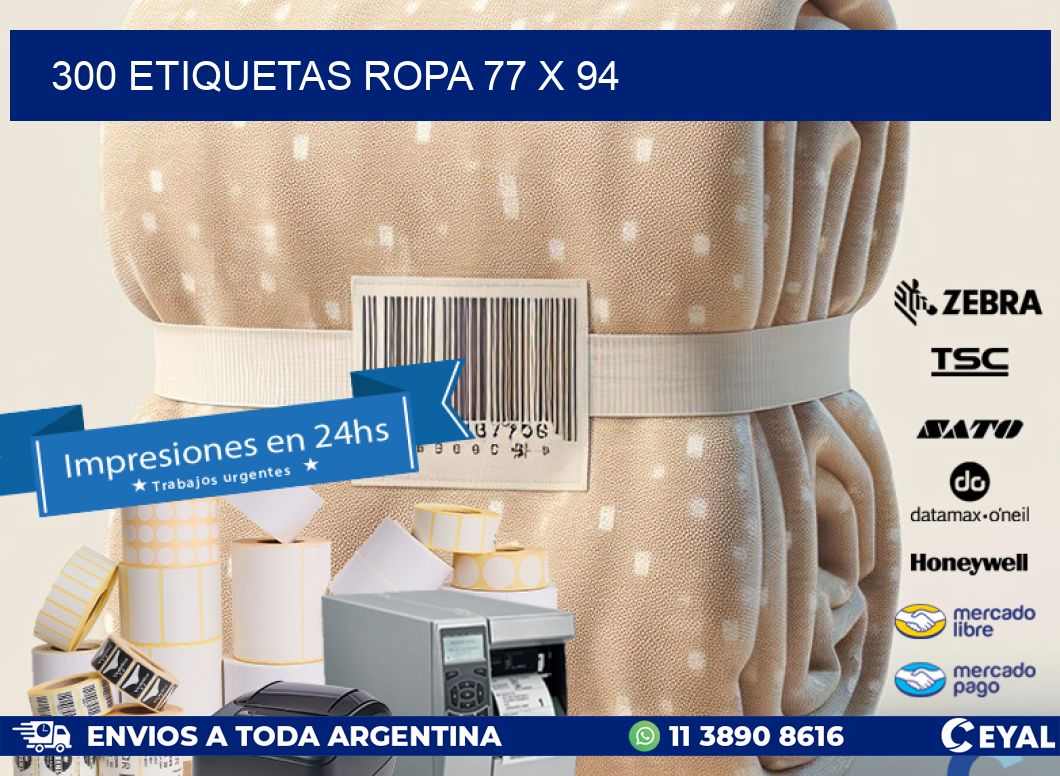 300 ETIQUETAS ROPA 77 x 94