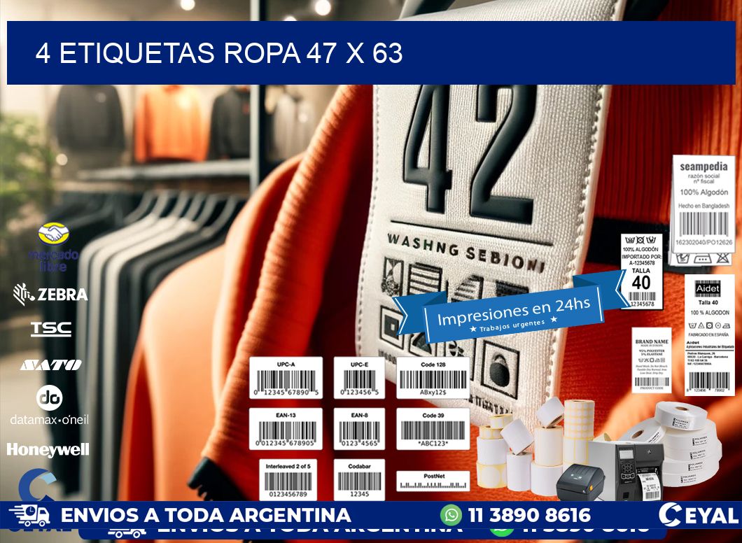 4 ETIQUETAS ROPA 47 x 63