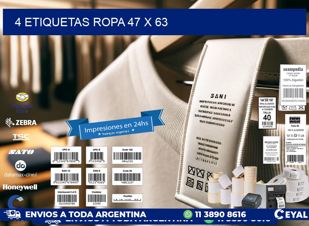 4 ETIQUETAS ROPA 47 x 63