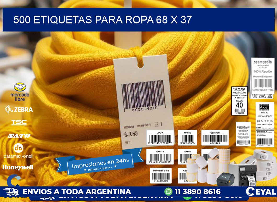 500 ETIQUETAS PARA ROPA 68 x 37