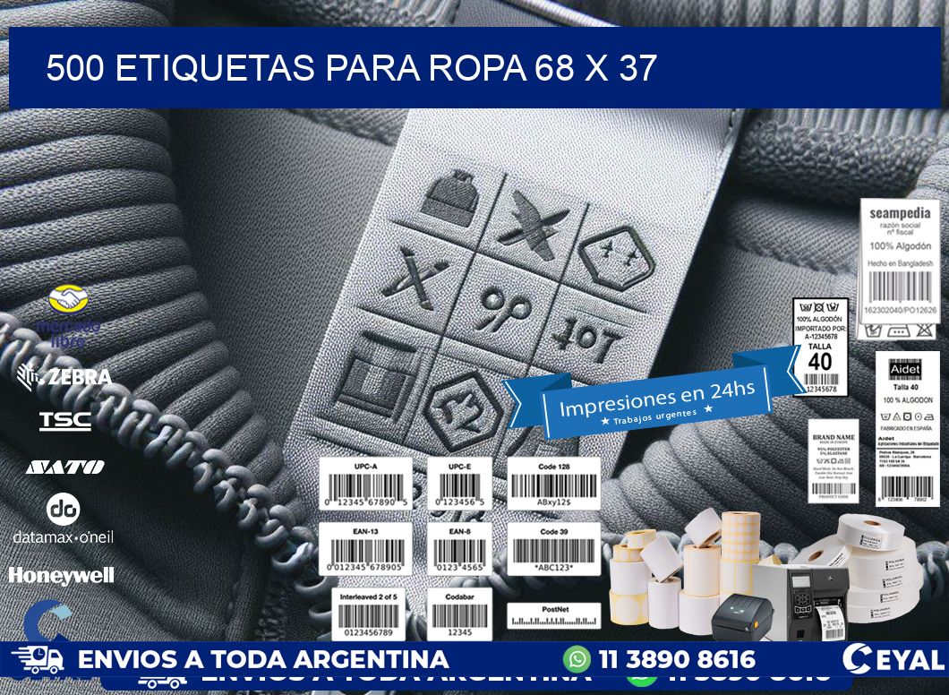 500 ETIQUETAS PARA ROPA 68 x 37