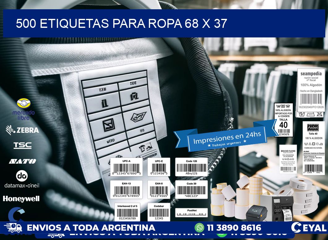 500 ETIQUETAS PARA ROPA 68 x 37