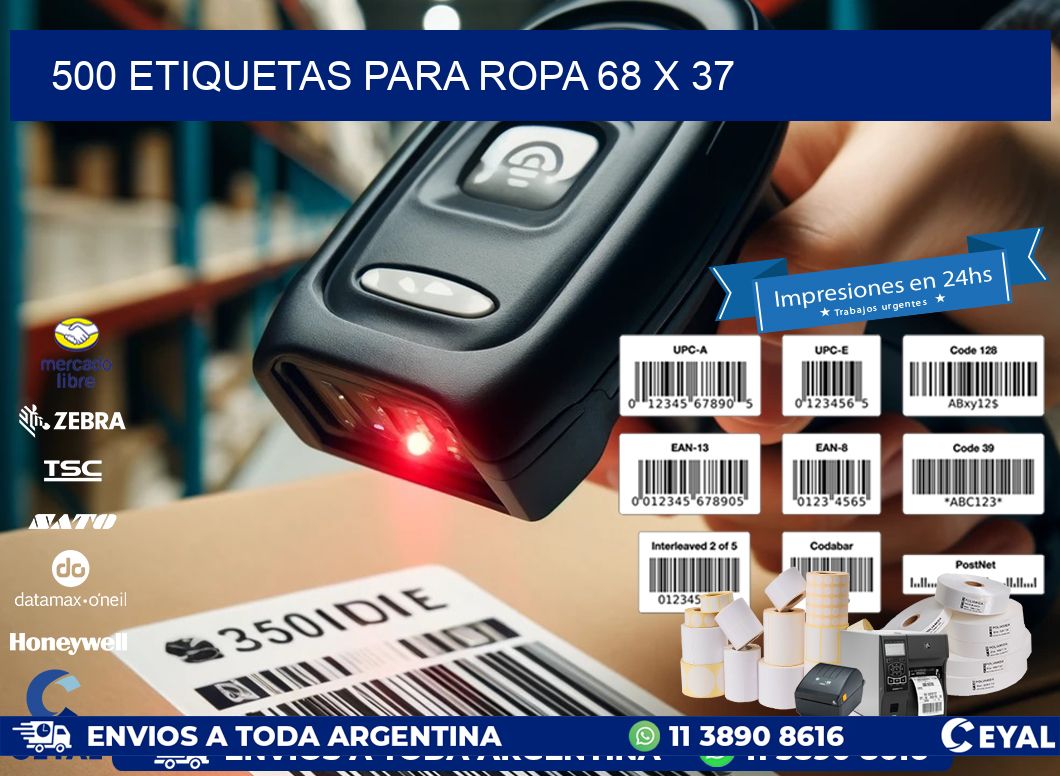 500 ETIQUETAS PARA ROPA 68 x 37