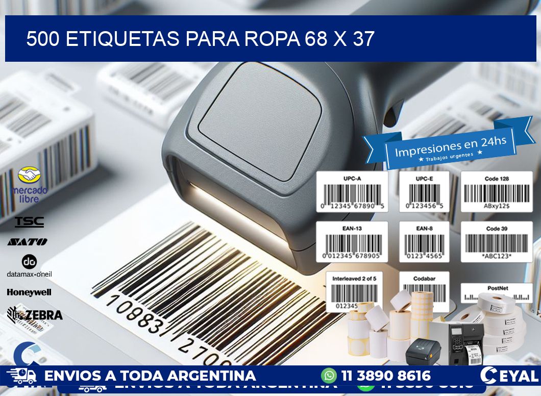 500 ETIQUETAS PARA ROPA 68 x 37