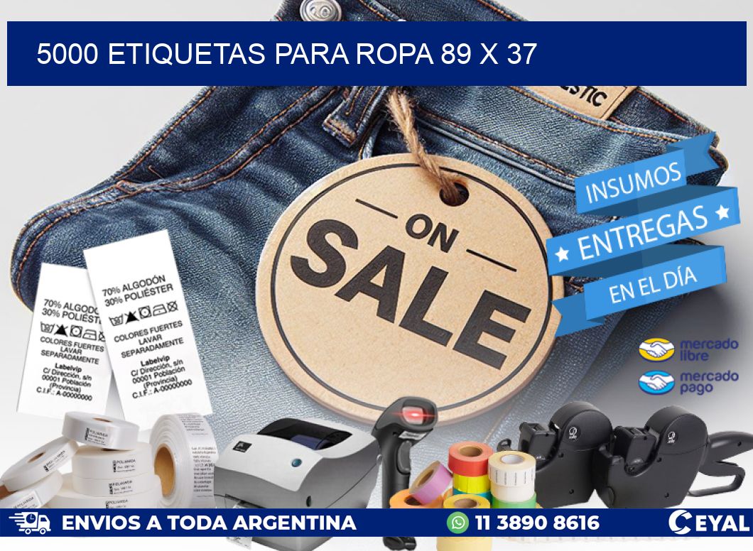 5000 ETIQUETAS PARA ROPA 89 x 37