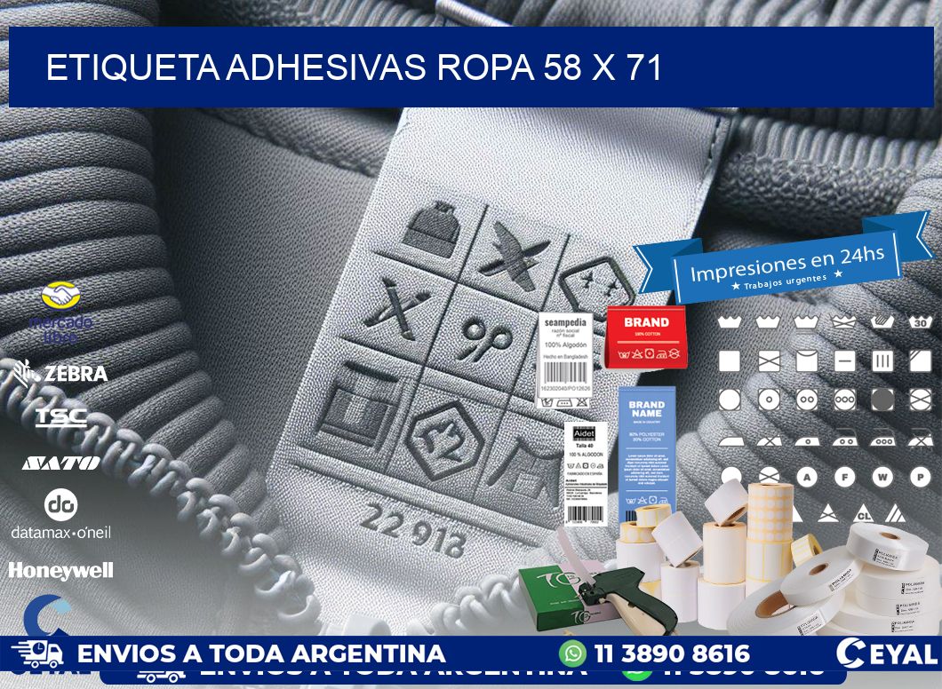 ETIQUETA ADHESIVAS ROPA 58 x 71