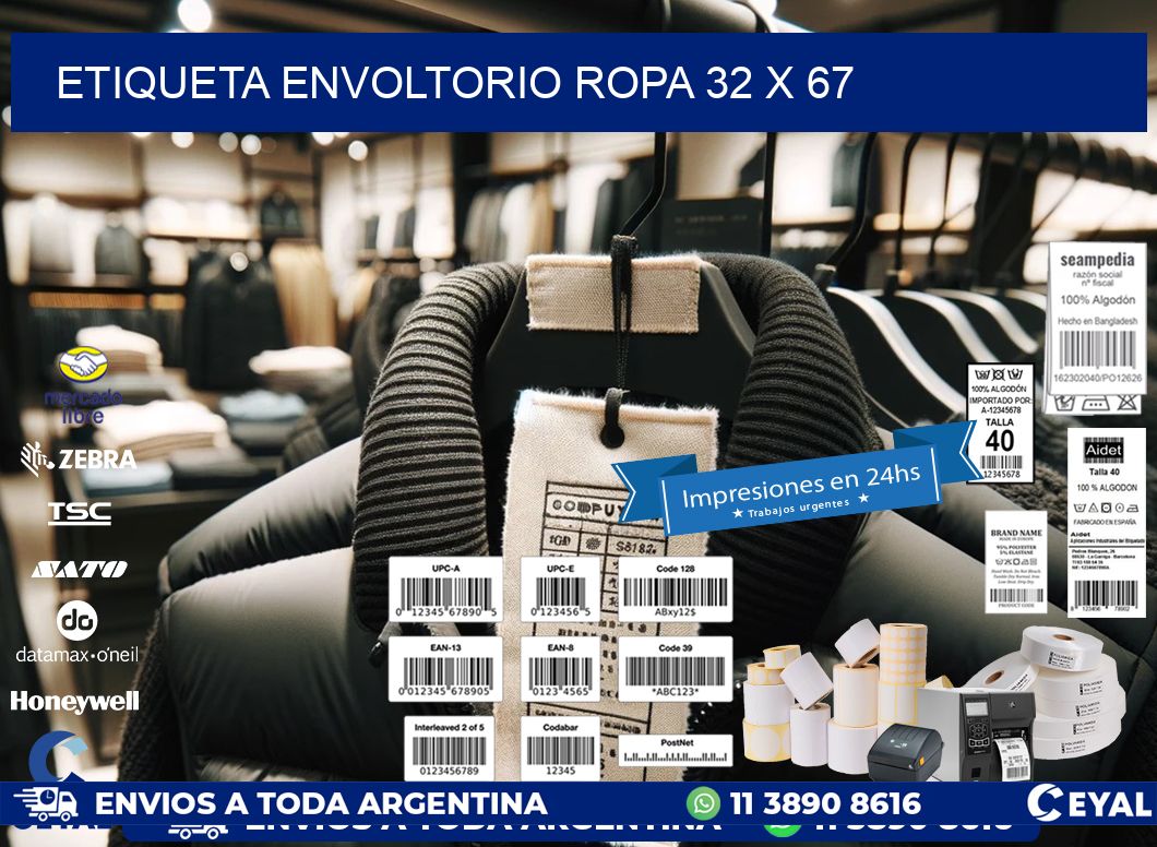 ETIQUETA ENVOLTORIO ROPA 32 x 67