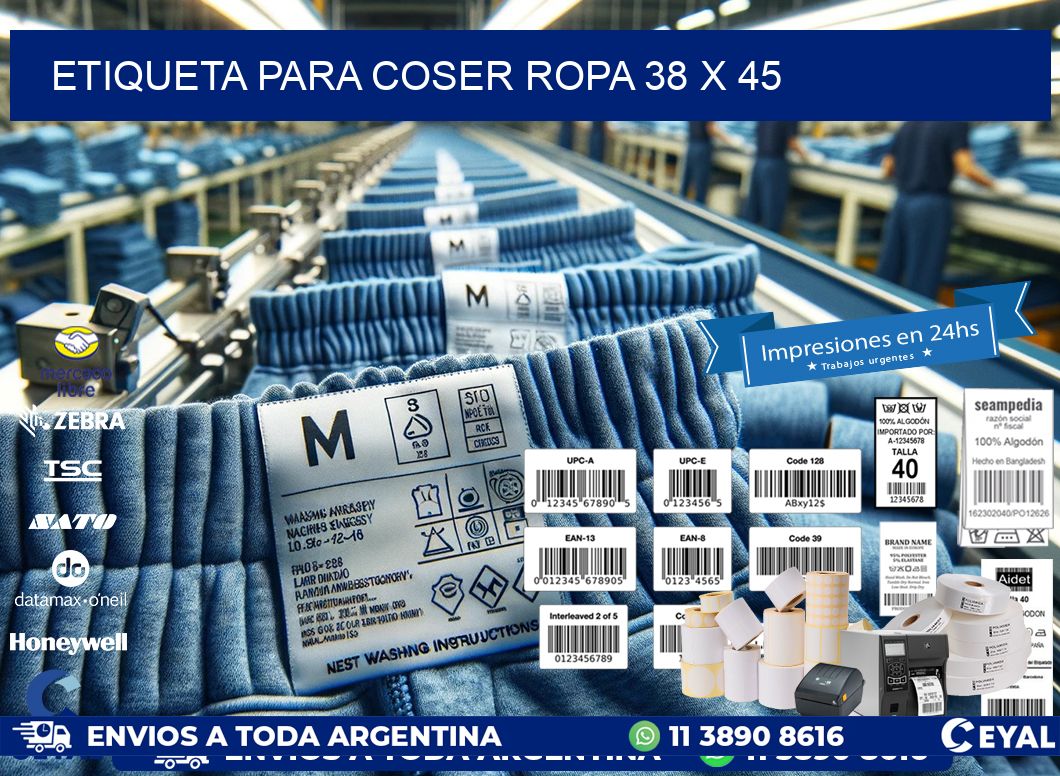 ETIQUETA PARA COSER ROPA 38 x 45