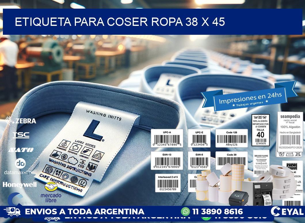 ETIQUETA PARA COSER ROPA 38 x 45