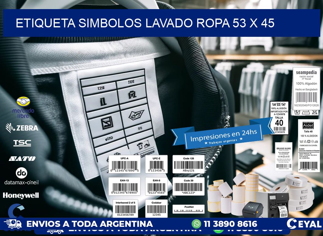 ETIQUETA SIMBOLOS LAVADO ROPA 53 x 45