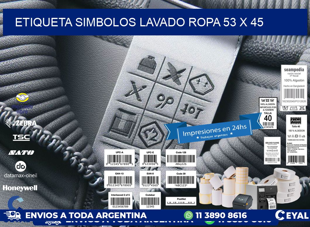 ETIQUETA SIMBOLOS LAVADO ROPA 53 x 45