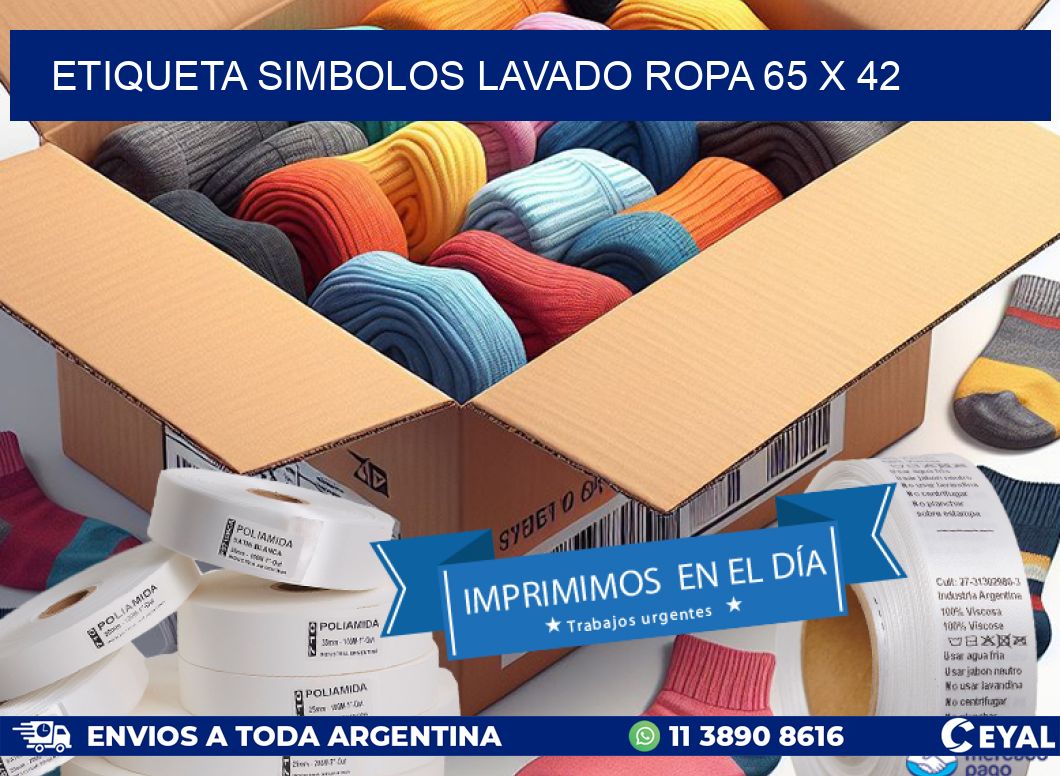 ETIQUETA SIMBOLOS LAVADO ROPA 65 x 42