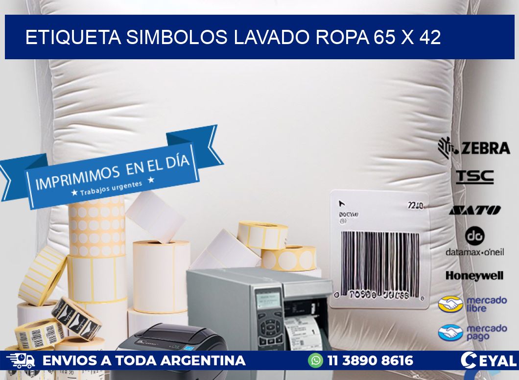 ETIQUETA SIMBOLOS LAVADO ROPA 65 x 42