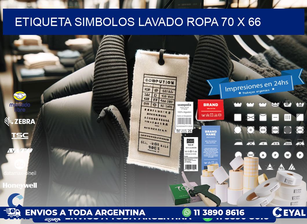 ETIQUETA SIMBOLOS LAVADO ROPA 70 x 66