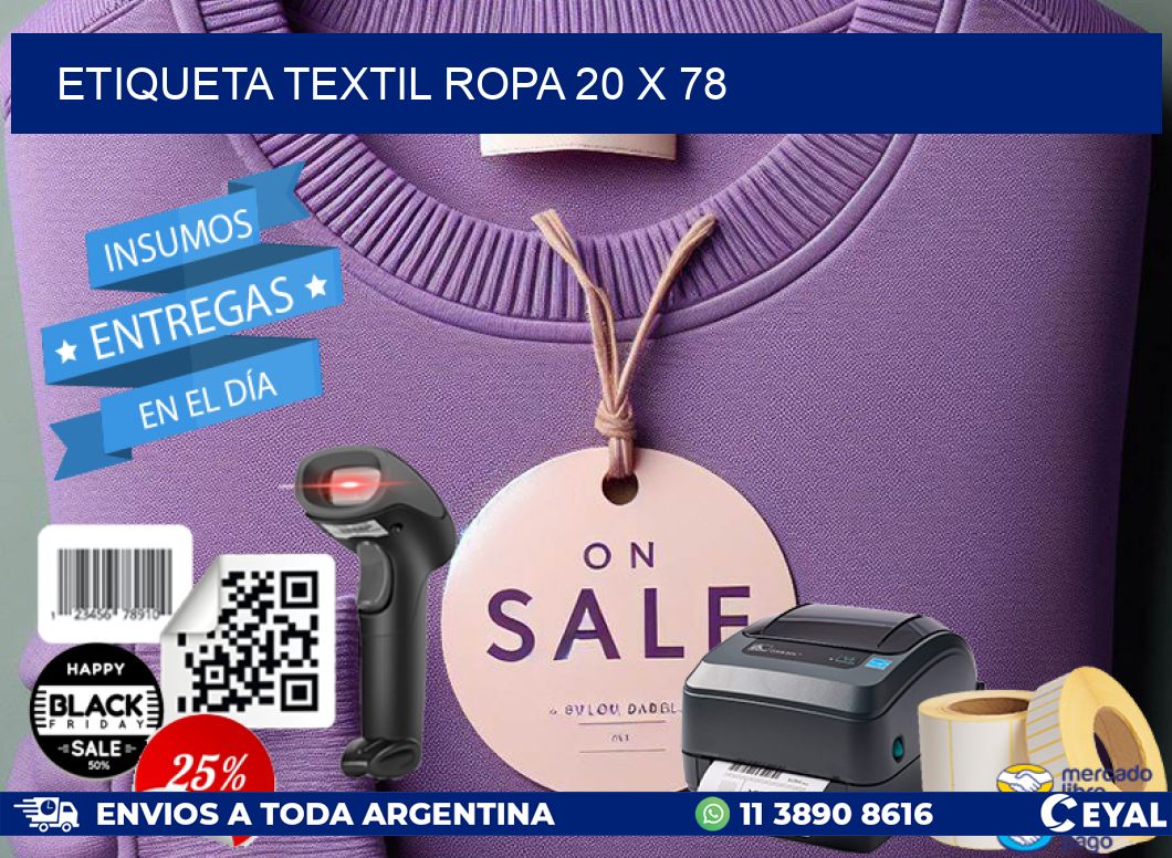 ETIQUETA TEXTIL ROPA 20 x 78