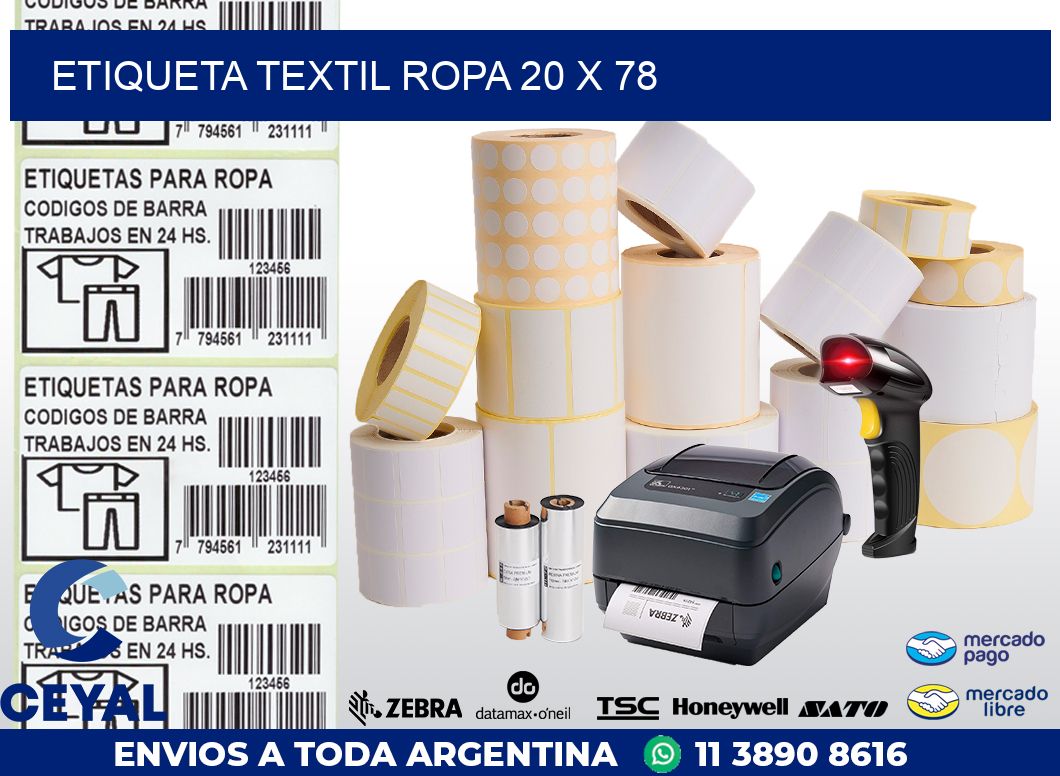 ETIQUETA TEXTIL ROPA 20 x 78