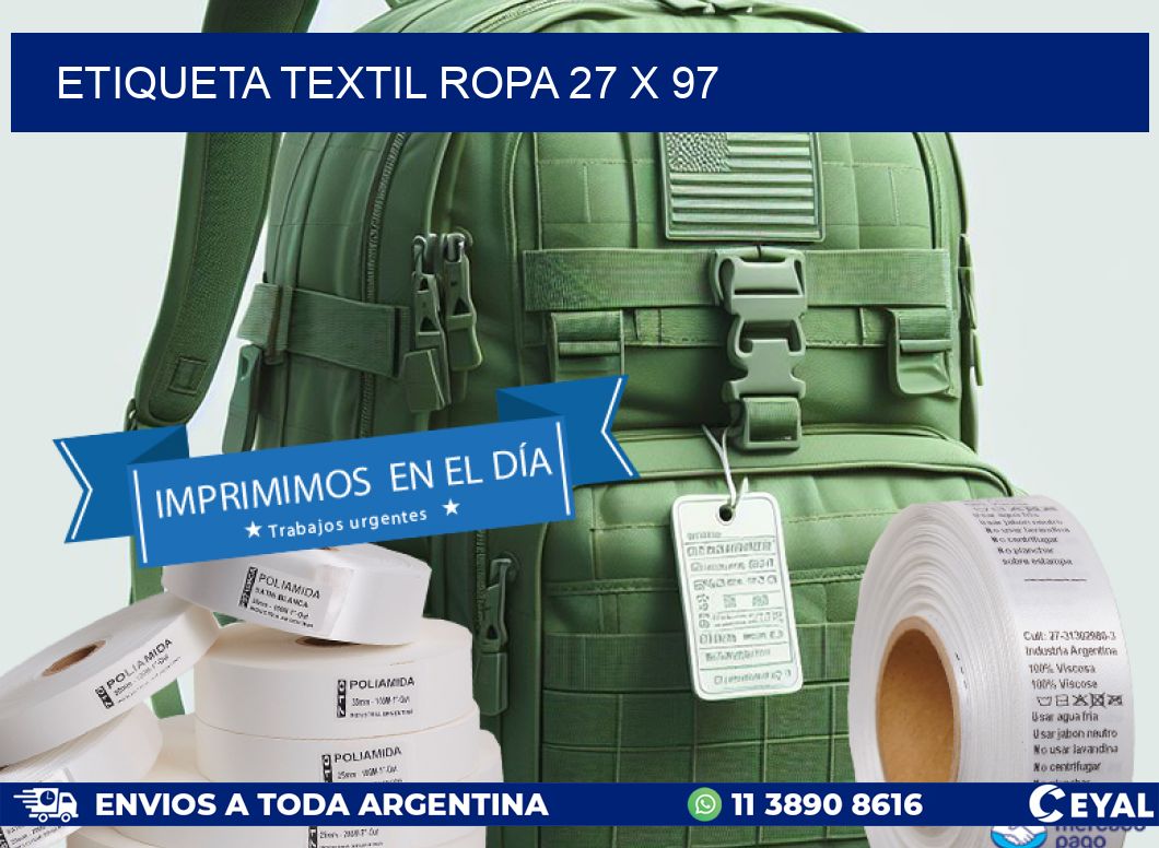 ETIQUETA TEXTIL ROPA 27 x 97