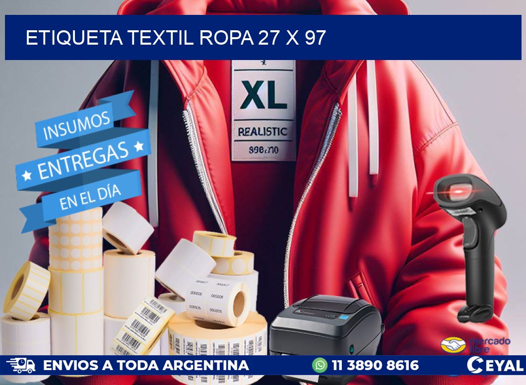 ETIQUETA TEXTIL ROPA 27 x 97