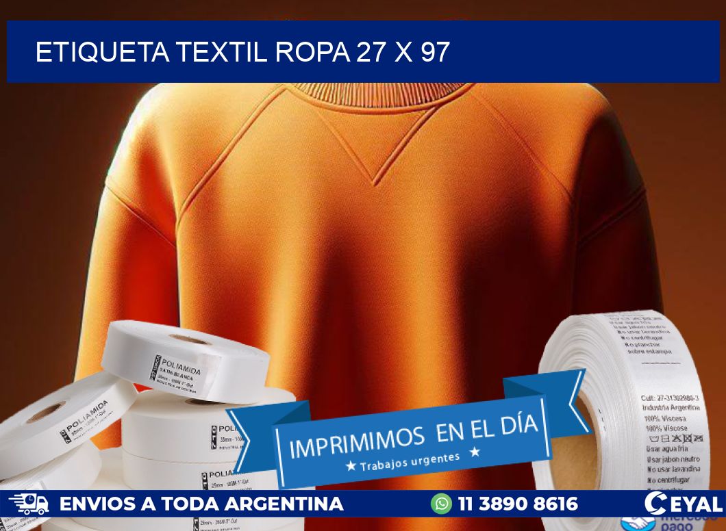 ETIQUETA TEXTIL ROPA 27 x 97