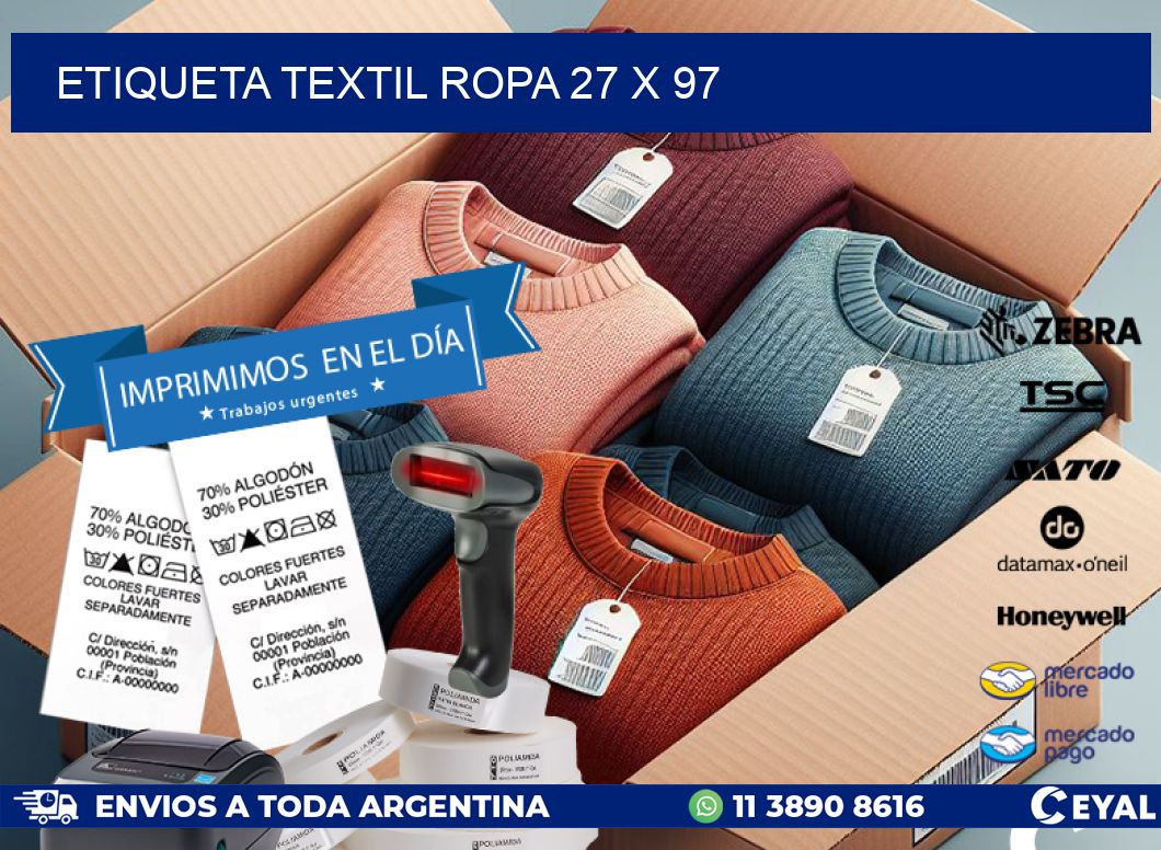 ETIQUETA TEXTIL ROPA 27 x 97