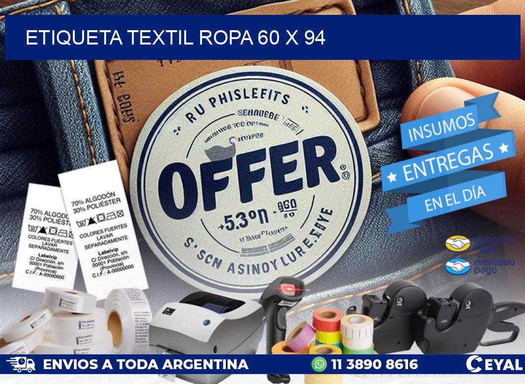 ETIQUETA TEXTIL ROPA 60 x 94