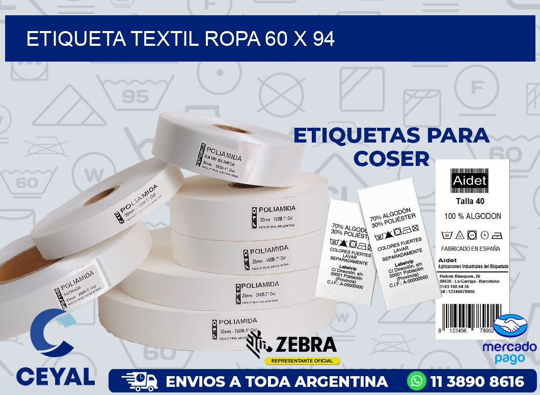 ETIQUETA TEXTIL ROPA 60 x 94