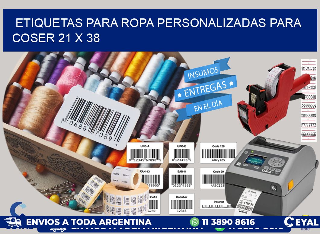 ETIQUETAS PARA ROPA PERSONALIZADAS PARA COSER 21 x 38