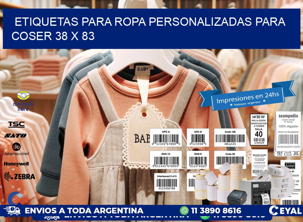 ETIQUETAS PARA ROPA PERSONALIZADAS PARA COSER 38 x 83