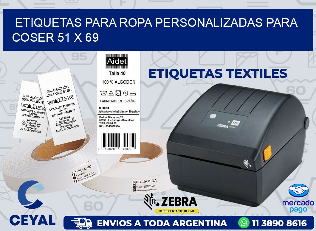 ETIQUETAS PARA ROPA PERSONALIZADAS PARA COSER 51 x 69