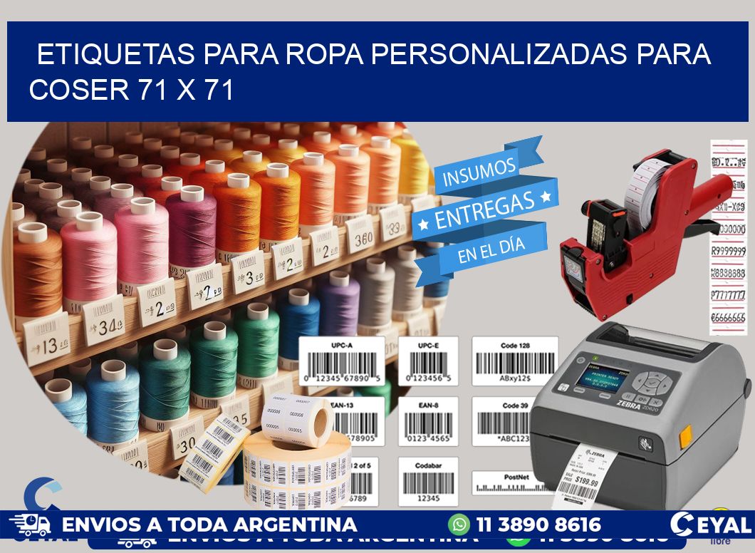 ETIQUETAS PARA ROPA PERSONALIZADAS PARA COSER 71 x 71