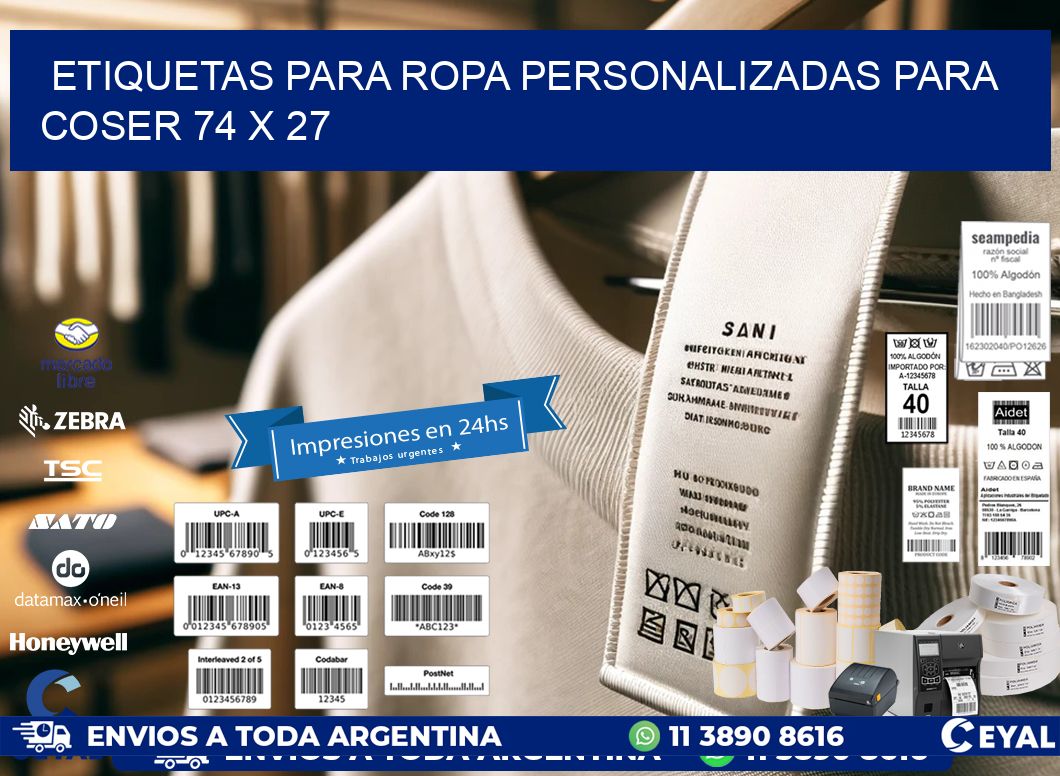 ETIQUETAS PARA ROPA PERSONALIZADAS PARA COSER 74 x 27