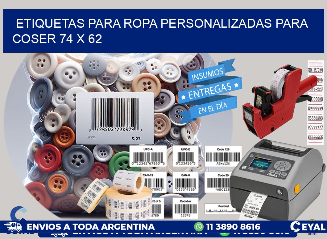 ETIQUETAS PARA ROPA PERSONALIZADAS PARA COSER 74 x 62