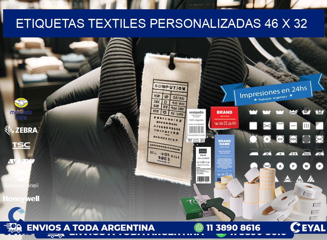 ETIQUETAS TEXTILES PERSONALIZADAS 46 x 32