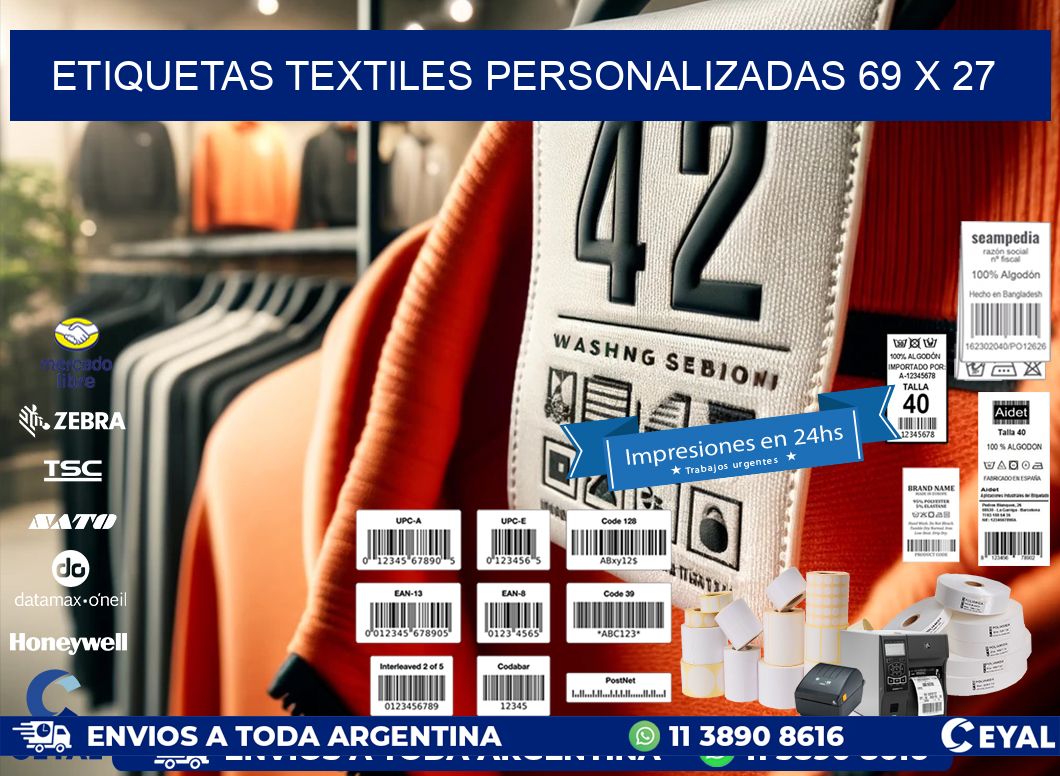 ETIQUETAS TEXTILES PERSONALIZADAS 69 x 27