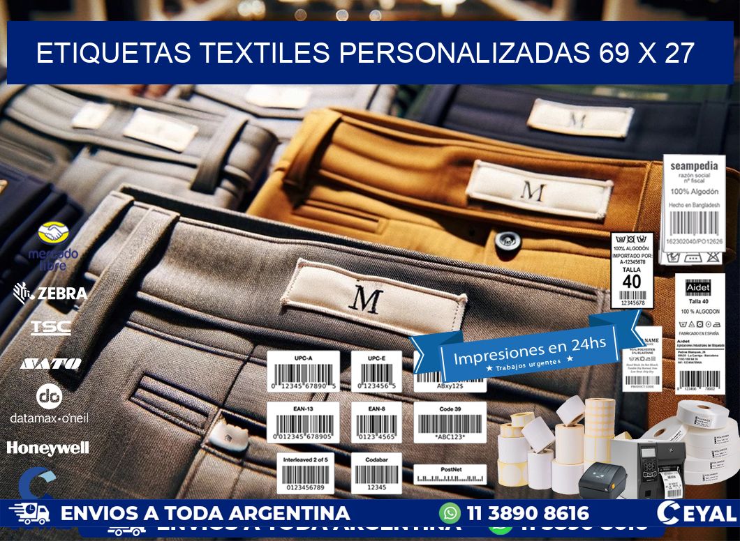 ETIQUETAS TEXTILES PERSONALIZADAS 69 x 27