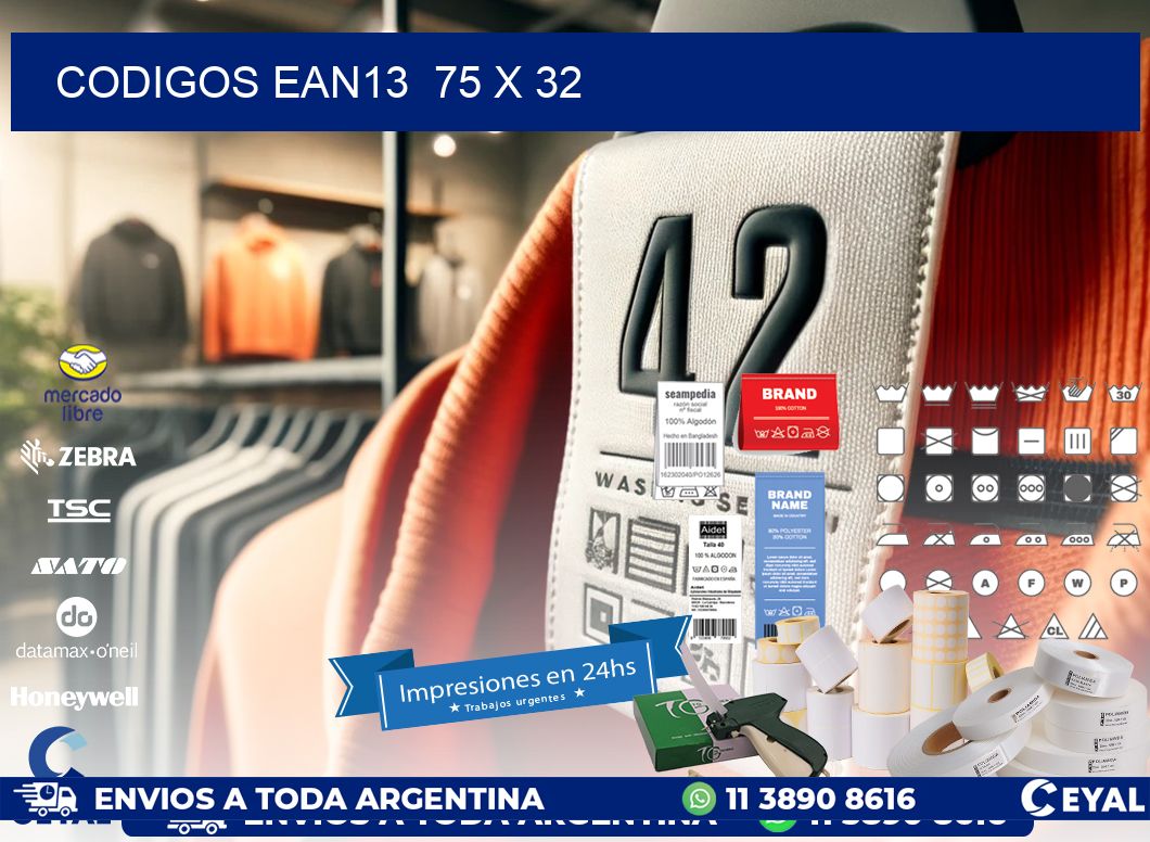 CODIGOS EAN13  75 x 32