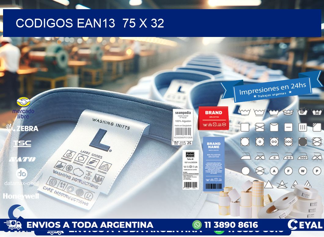 CODIGOS EAN13  75 x 32