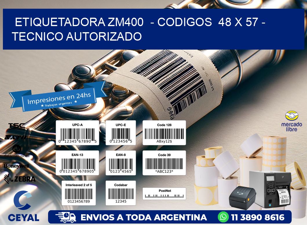 ETIQUETADORA ZM400  - CODIGOS  48 x 57 - TECNICO AUTORIZADO