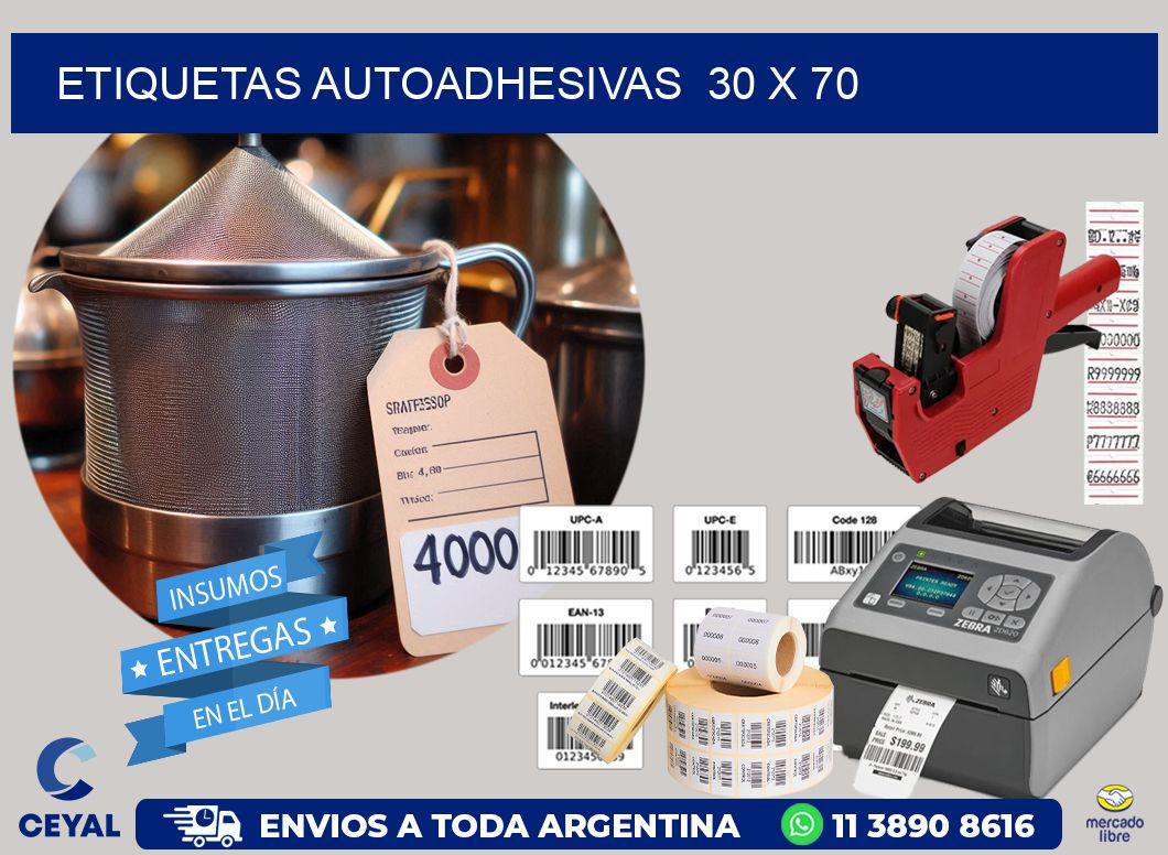 ETIQUETAS AUTOADHESIVAS  30 x 70