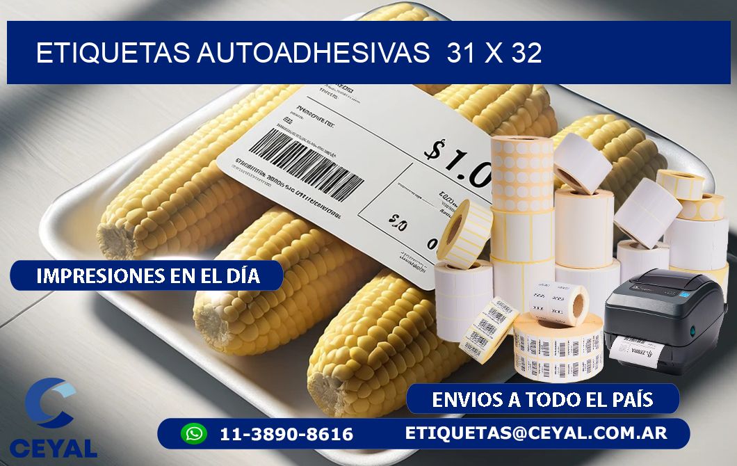 ETIQUETAS AUTOADHESIVAS  31 x 32