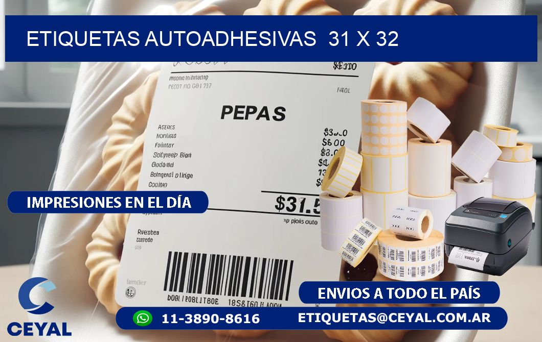 ETIQUETAS AUTOADHESIVAS  31 x 32