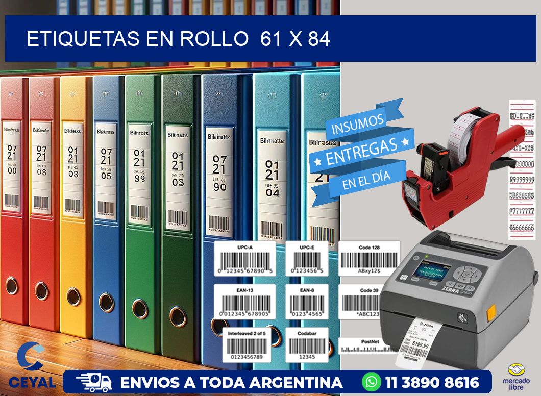 ETIQUETAS EN ROLLO  61 x 84