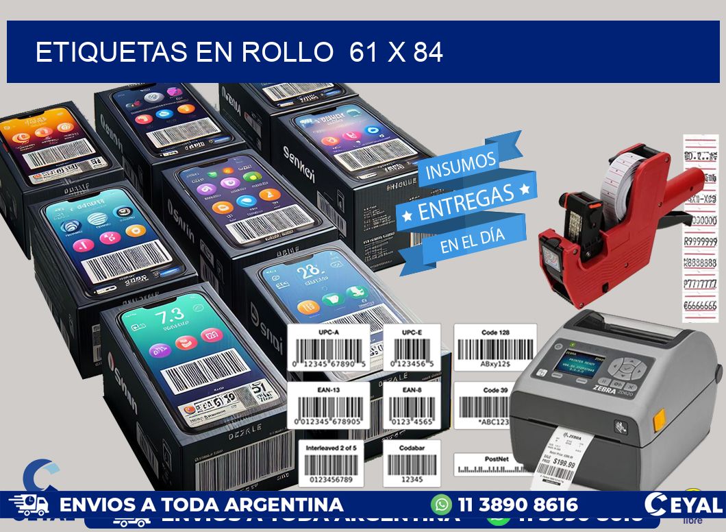 ETIQUETAS EN ROLLO  61 x 84