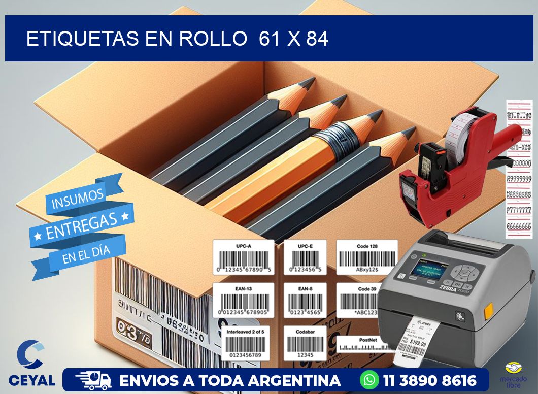 ETIQUETAS EN ROLLO  61 x 84