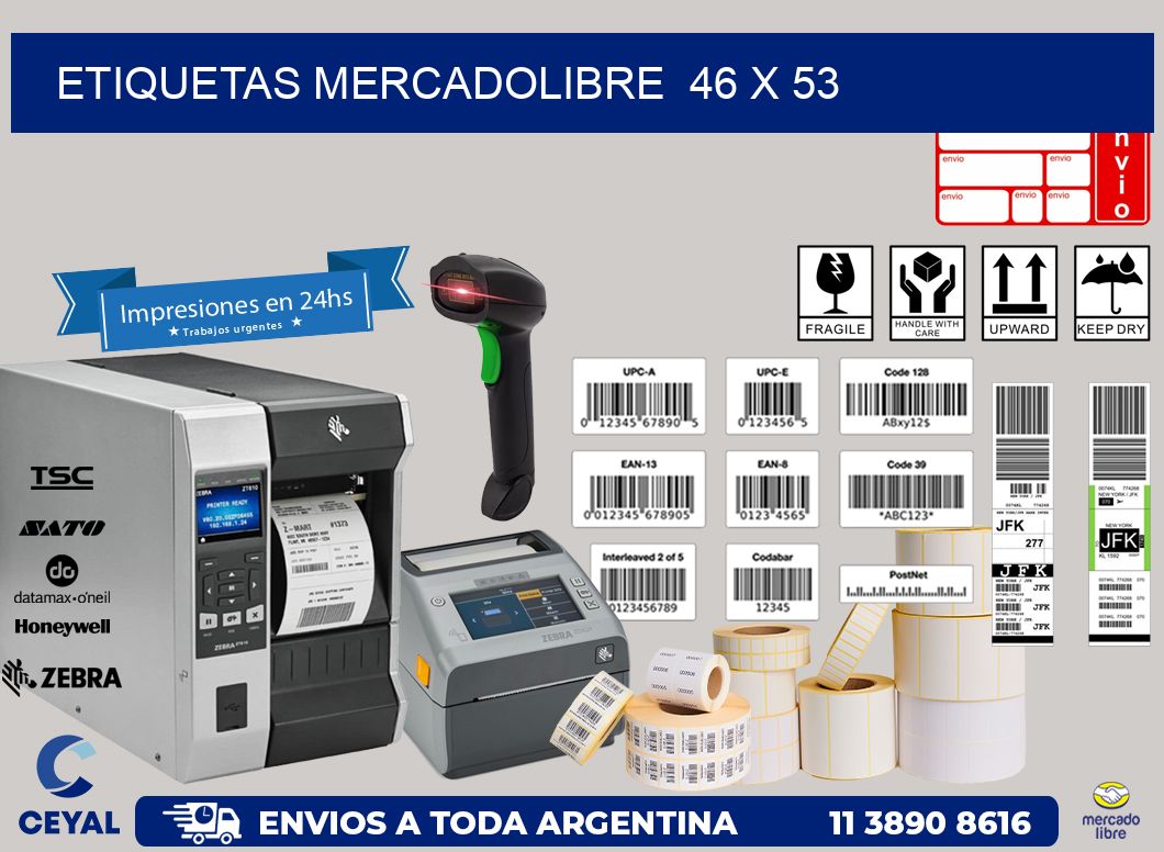 ETIQUETAS MERCADOLIBRE  46 x 53